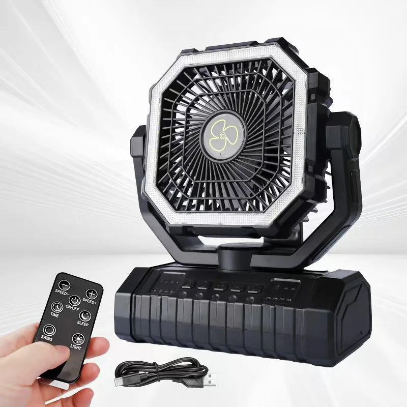 2026 New Hot-Selling Rechargeable Outdoor Camping Fan, 20000mAh Battery-Powered Fan, Long-Life Rechargeable Shaking Head Fan.
