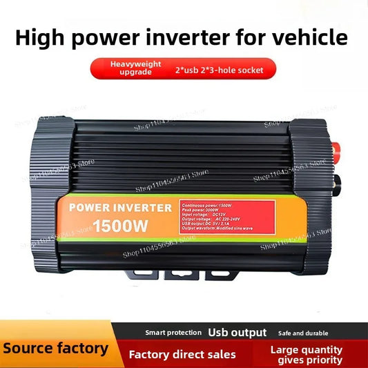 1500W Solar Power Inverter 12V to 110V – Heavy-Duty Car Inverter for RV, Truck, Camping & Off-Grid Use