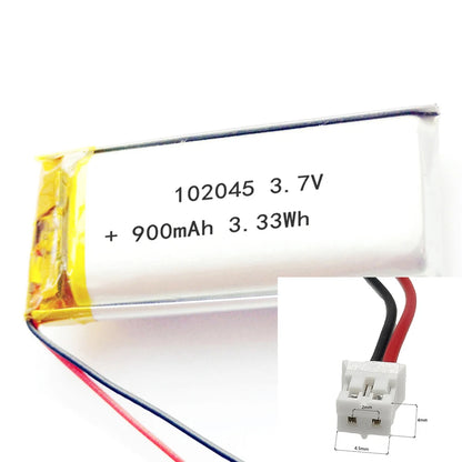 3.7V 900Mah 102045 Li-Ion Li-Polymer Li Battery 2.0 JST 2Pin For MP3 DVD TABLET POWER BANK CAMERA GPS MP4 CHARGING POWER