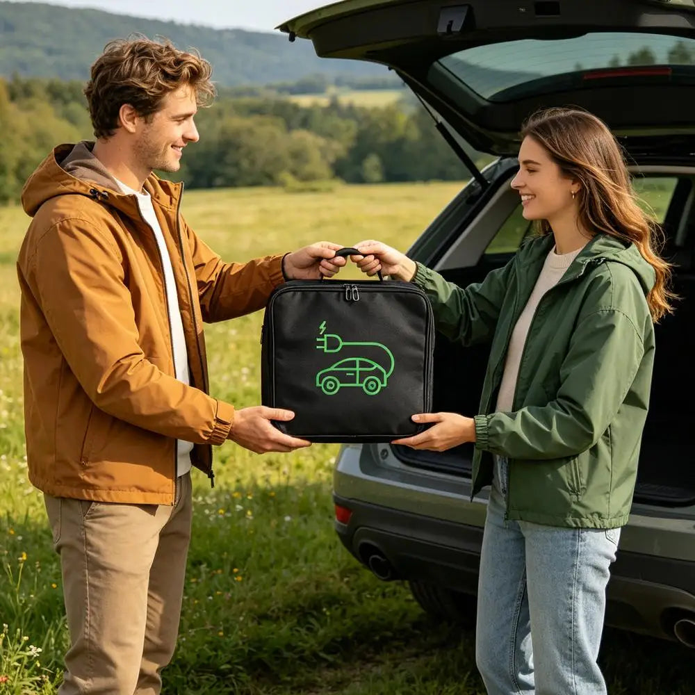 Portable EV Charging Gun Storage Bag Waterproof Protective Pouch Outdoor Travel Organizer for Electric Vehicle Charger Cabl