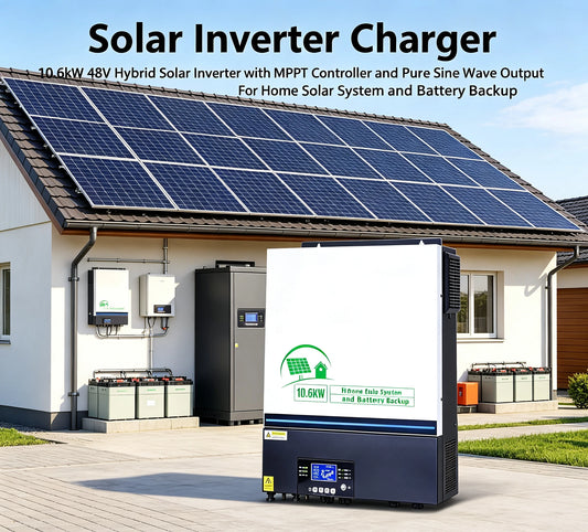 10.6KW 48V‑220V Solar Inverter All‑in‑One, Built‑in 150A MPPT Charge Controller, Off‑Grid Hybrid Solar Power Inverter
