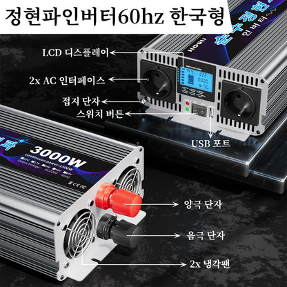 Pure Sine Wave Inverter 7000W 12V to 220V with LCD Display & Wireless Remote for RV Camper Home Solar Power