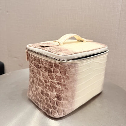 First layer cowhide crocodile pattern Makeup Bag Large Capacity Women Travel Toiletry Carry Case Classic Organizr Cosmetic pouch