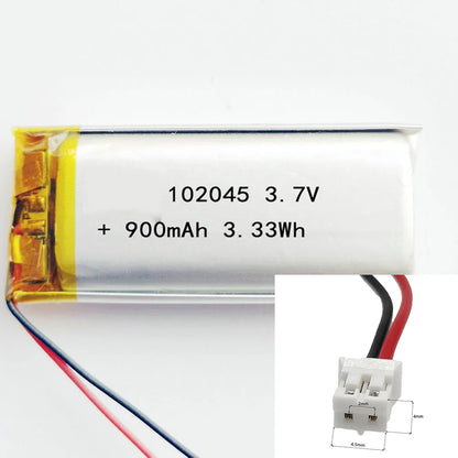 3.7V 900Mah 102045 Li-Ion Li-Polymer Li Battery 2.0 JST 2Pin For MP3 DVD TABLET POWER BANK CAMERA GPS MP4 CHARGING POWER