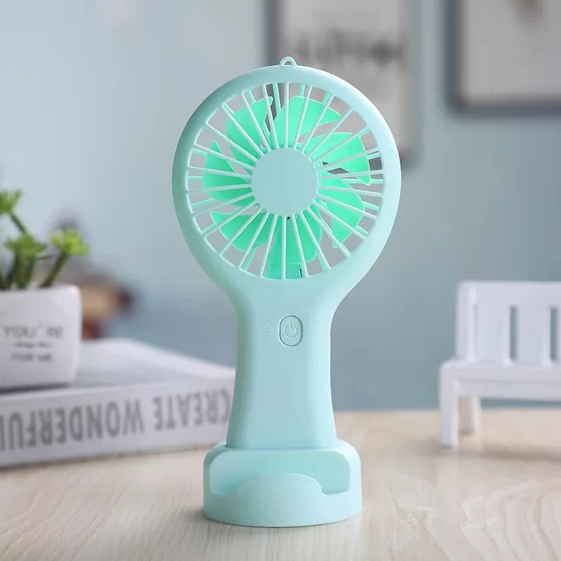 5pcs Portable Rechargeable Electric USB Charger Battery Handheld Mini Fan 3 Speed Lightweight with Data Cable Air Cooling Fans