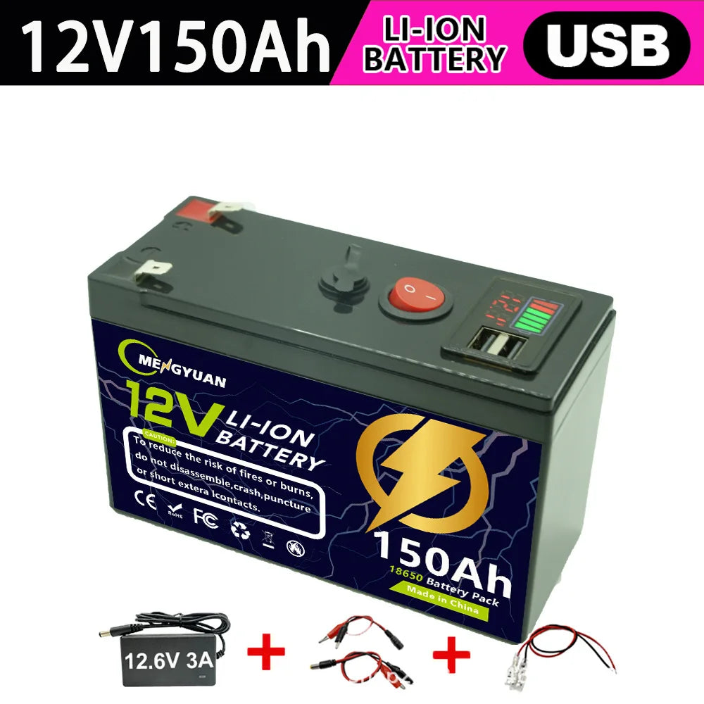 12V 200Ah Lithium LiFePO4 Deep Cycle Battery 4000+ Cycles Rechargeable Battery for Solar/Wind Power Small UPS Lighting More
