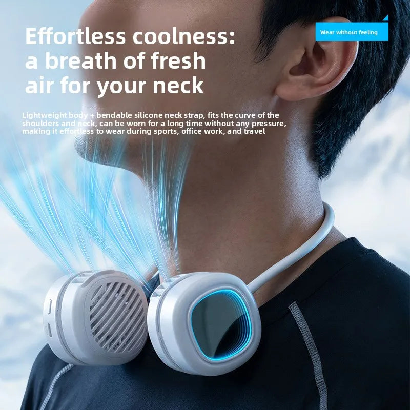 Fan Long Battery Neck Portable No Bladeless Hanging Neck Rechargeable Air Cooler 5 Speed Mini Summer Sport Fan 2000mAh