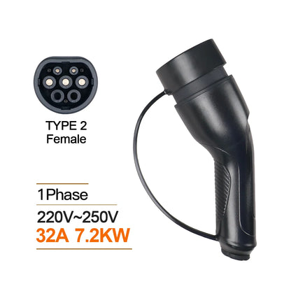 ERDAN 16A 32A Type 2 EVSE Female EV Charger Plug IEC 62196 Convertor EV Charger Plug for Electric Car Vehicle Charging Station
