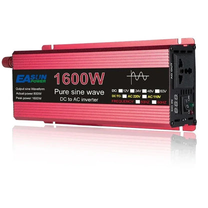 1000W 1600W 2200W 3000W Pure Sine Wave Inverter DC 12V 24V To AC 110V 220V Voltage Transformer Power Converter Solar Car Inverte