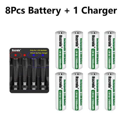 Rechargeable Lithium Battery AA 12800mWh Long-Lasting AA Rechargeable Batteries with Charger for Remote Controller Toys Doorbell