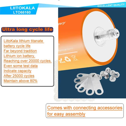 2.3V 40Ah battery 25000 cycles LiitoKala LTO66160 10C discharge DIY 12V 24V low temperature resistant lithium Titanate batteries