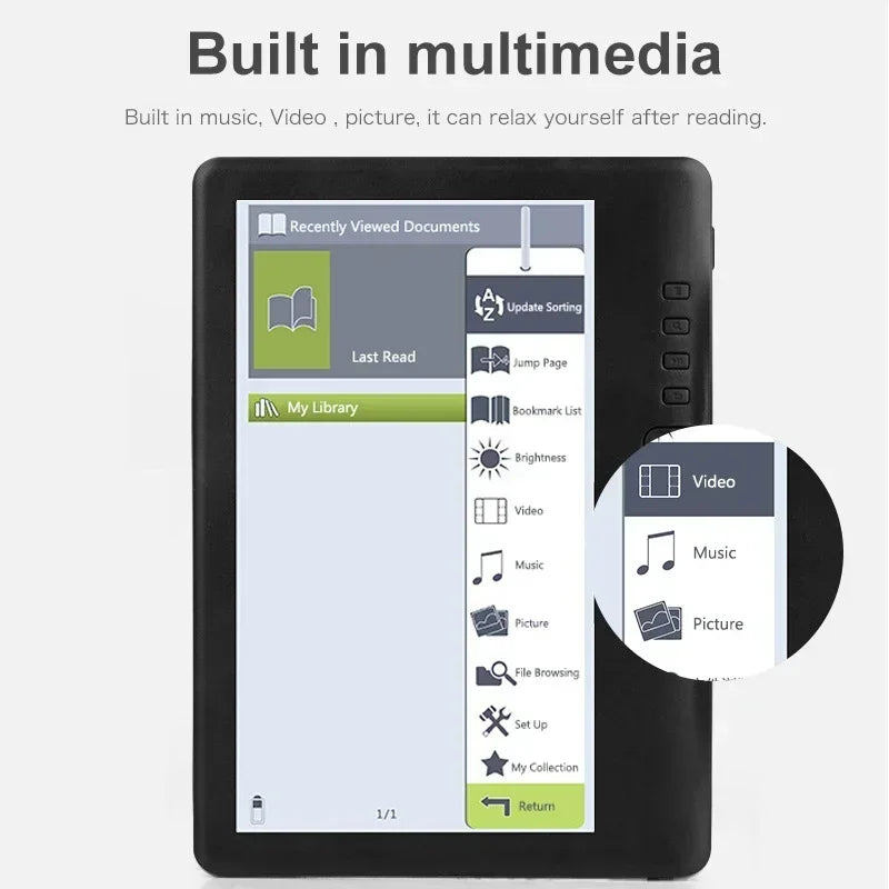 4/8/10GB Portable 7inch Ebook Reader Colorful Screen Supports Memory Card Digital Book Read E‑book Read E‑book Readers