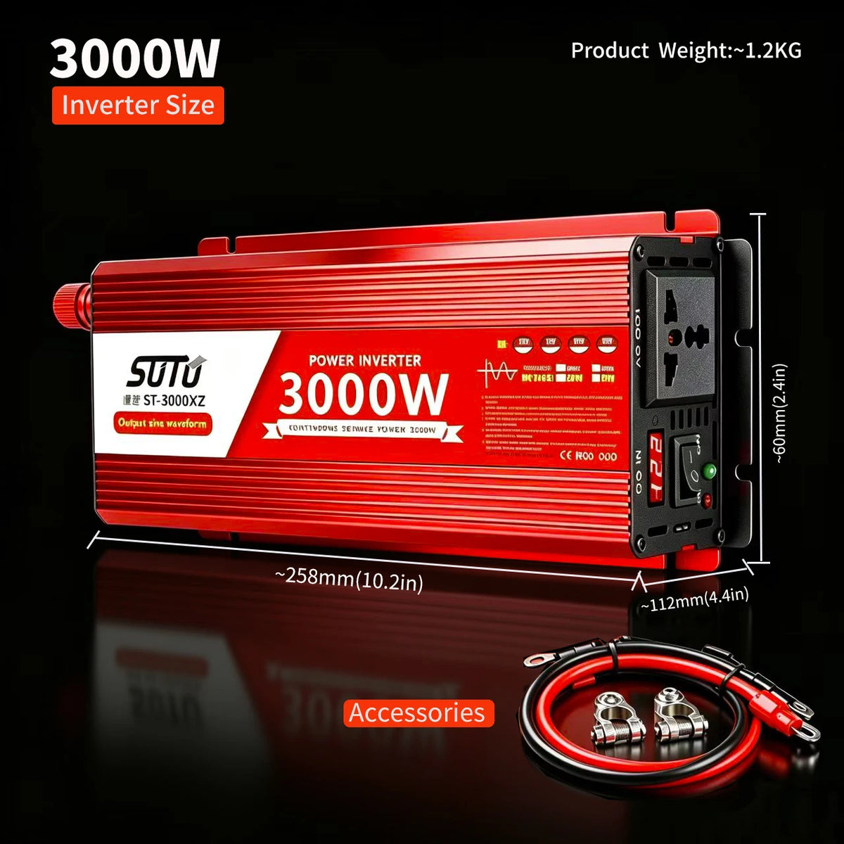 Inverter 12v 220v Pure Sine Wave  3000W DC 12v 24V To AC 220V 110V Portable Power Supply Converter Car Solar Inverter Universal