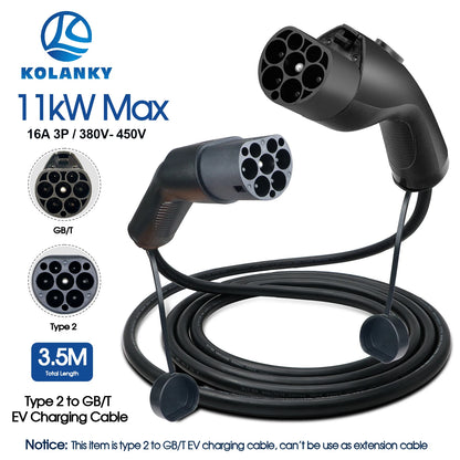 EV Charging Cable Type2 to GB/T EV Cable 3.6/7.2/11KW 1P/3P for GBT EV Car Charging On Type 2 Public Socket EVSE Charger Station