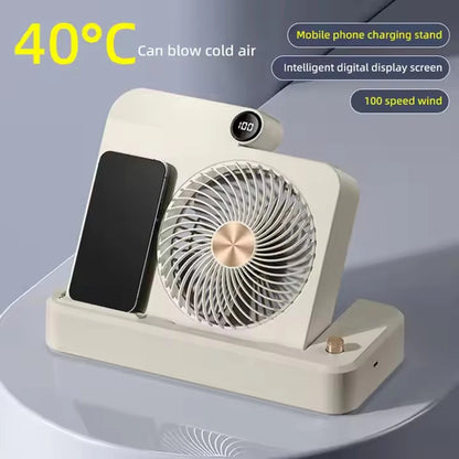 New Multifunctional Mobile Phone Charging Fan Household/Car Desktop Fan USB Rechargeable Electric Fan Digital Display JMF-13
