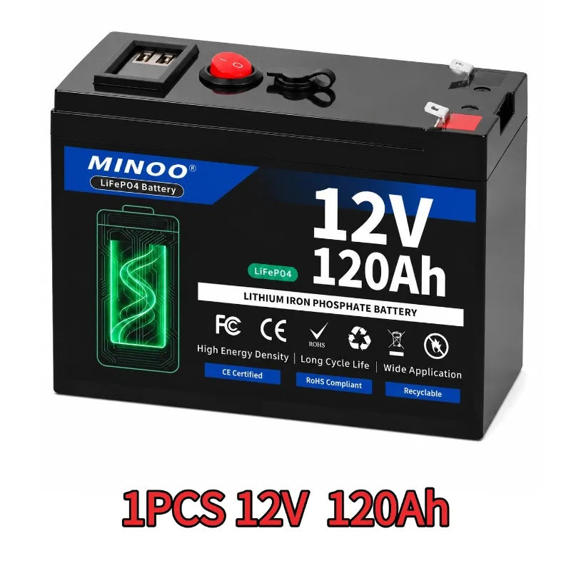 12V 200Ah 21700 Lithium Battery Pack With LED Power Display BMS For Sprayer Solar Storage Camping Backup Power
