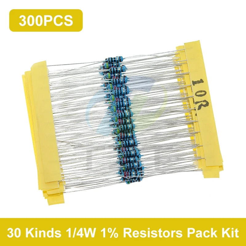 TZT 600pcs/set 30 Kinds 1/4W Resistance 1% Resistors Pack Kit 1K 10K 100K 220ohm 1M Resistors 300pcs/set