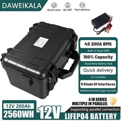 LiFePO4 12V 30AH-200Ah Lithium Battery for Outdoor Power USB Output Station for Sine Wave Motors Boats Solar Panel Outdoor RV