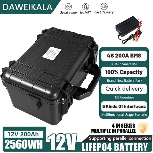 LiFePO4 12V 30AH-200Ah Lithium Battery for Outdoor Power USB Output Station for Sine Wave Motors Boats Solar Panel Outdoor RV