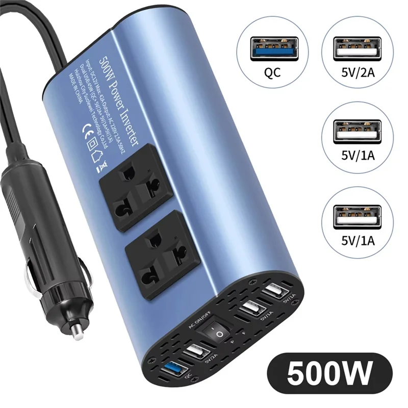 A69E500W Modified Wave Inverter 12V/24V To 220V Car Inverter Converter Modified Wave Inverter Portable Automotive Charger Invert