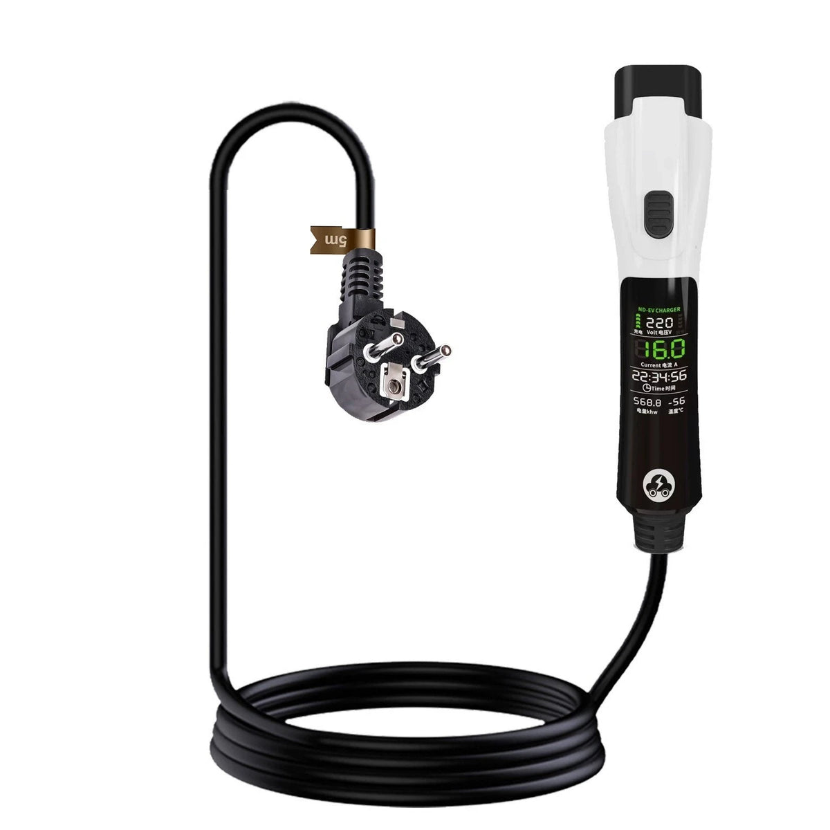 16A 3.5kW Portable EV Charging Gun, Type 2 EU Standard with UK 13A Plug, 2-in-1 Charger  V2L Discharger for Electric Vehicle