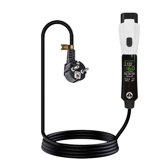 16A 3.5kW Portable EV Charging Gun, Type 2 EU Standard with UK 13A Plug, 2-in-1 Charger  V2L Discharger for Electric Vehicle