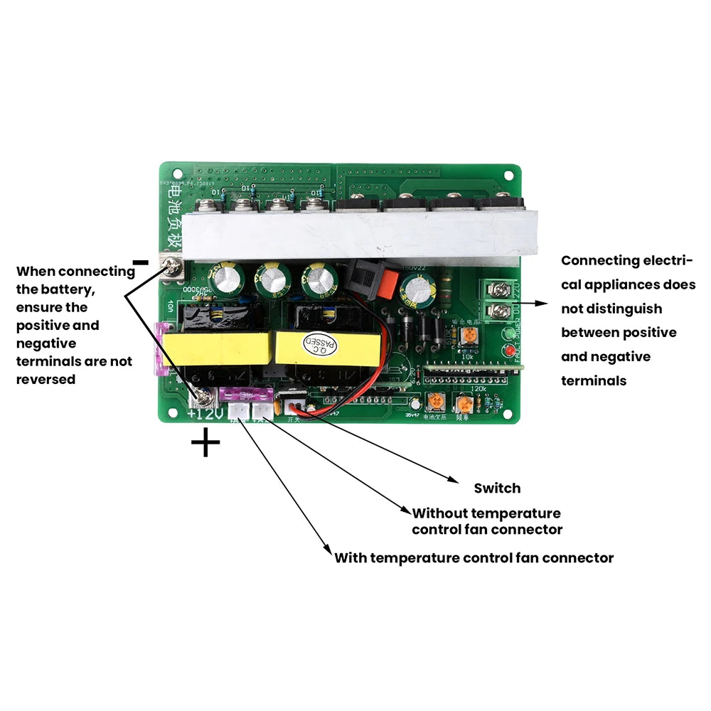 500W Inverter Module DC 12-14.5V to AC 220V Sine Wave DC-AC Step-Up Transformer Module With Switch and Fan Interface