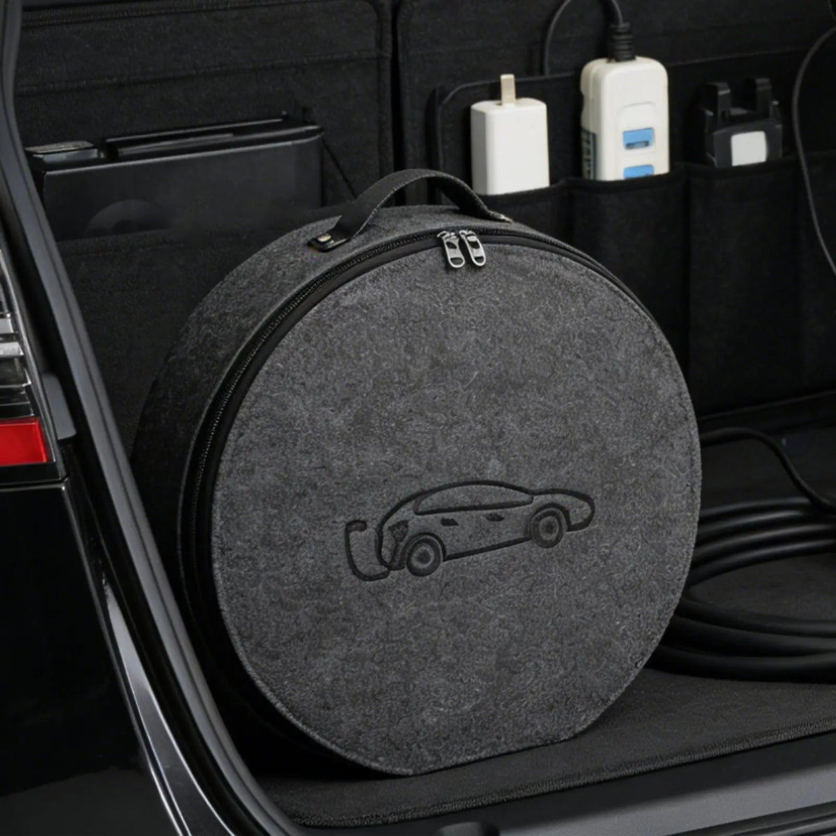 New Energy Vehicle Charging Gun Storage Bag Portable EV Charger Cable Bag Waterproof Auto EV Charging Jumper Storage Bag