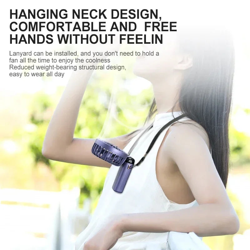 Rechargeable Personal Fan with Digital Display, Foldable Neck or Desk Design, 5-Speed Airflow and Phone Stand for Summer