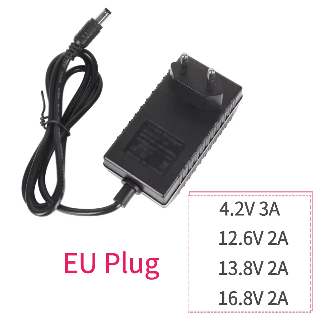 DC 4.2V 7.2V 8.4V 12.6V 13.8V 16.8V 1A 2A 18650 Lithium Battery Charger 12.6V 2A Power Supply Adapter AC 100V-240V 5.5mm X 2.1mm