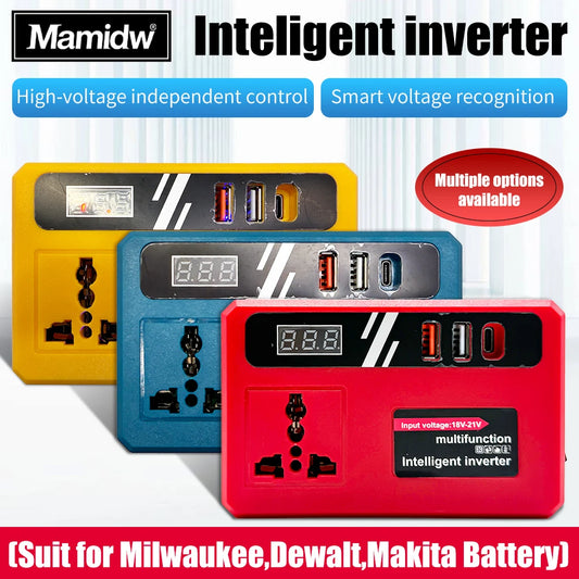 Power Inverter DC 18V To 220V Inverter Adapter Power Supply Inverter For Home Appliance Outdoor Camp For Makita/Dewalt/Milwaukee