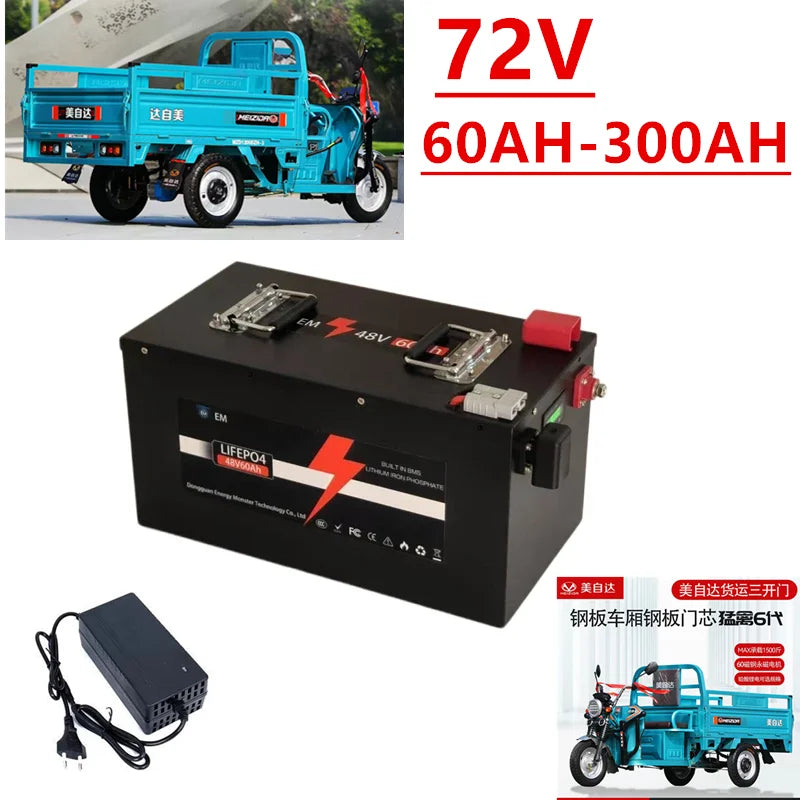 72V150Ah Lithium Battery 60Ah 100Ah 120Ah 180Ah 200Ah 280Ah 300Ah Li-ion for 7KW 14KW Scooter Motorcycle Tricycle Hybrids