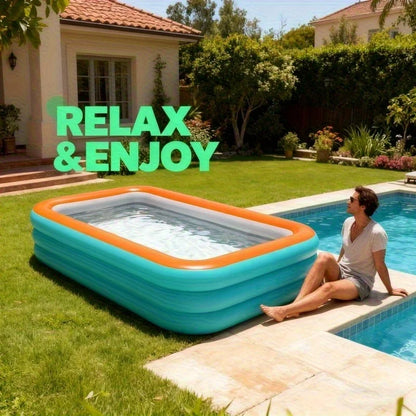 Inflatable Pool for Outdoor Water Parties Adult & Children's Swimming Pool, Rectangular Foldable Pool for Backyard Entertainment