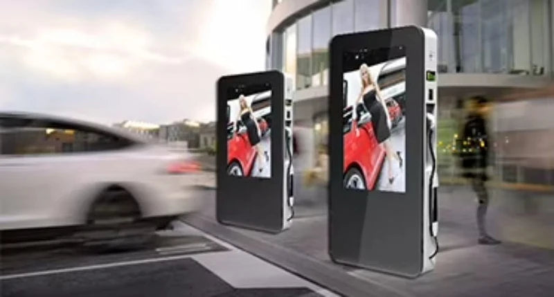 Customized ev charging station integrated lcd advertising display digital signage for commercial plaza retail business operators