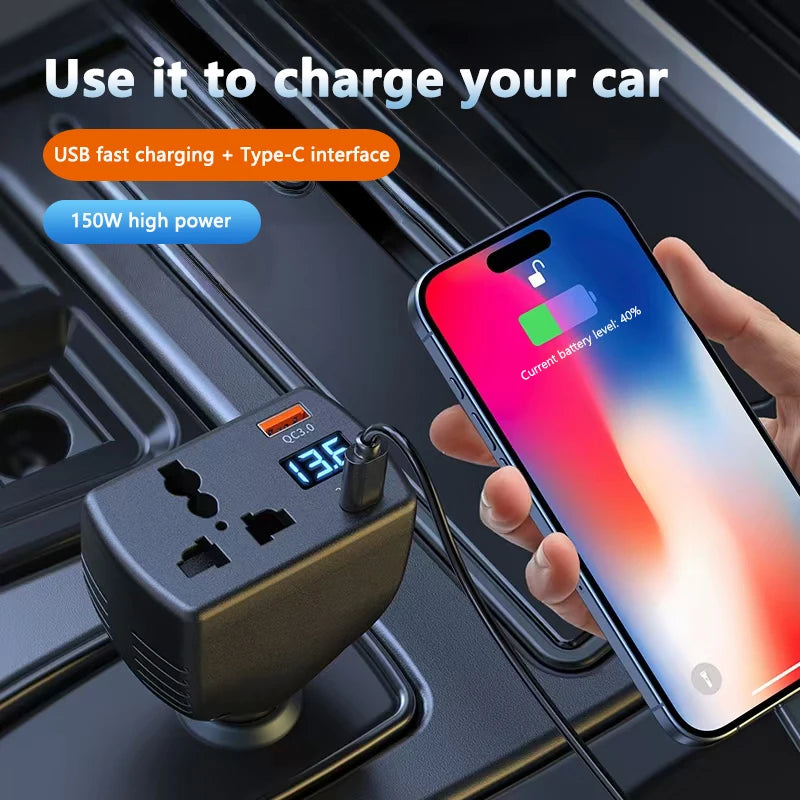 2025 Inverter 150W DC 12V To DC 220V Auto Power Inverter Car Voltage Converter Adapter Adaptor With USB Car Charger
