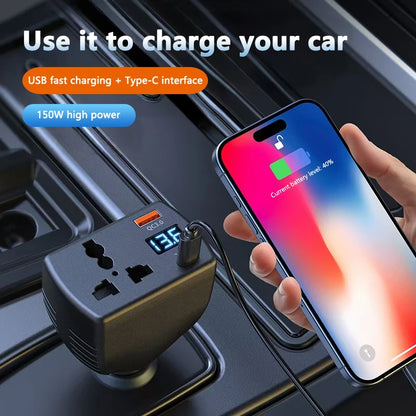 2025 Inverter 150W DC 12V To DC 220V Auto Power Inverter Car Voltage Converter Adapter Adaptor With USB Car Charger