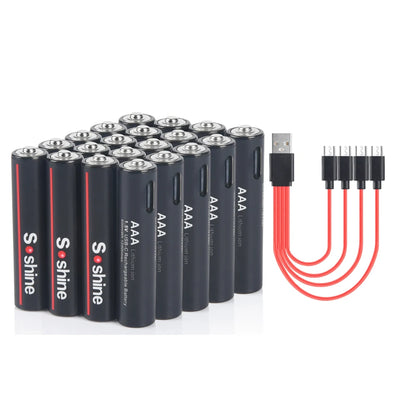 Soshine AA and AAA Li-ion Rechargeable Batteries USB Lithium 1.5V AA 2600mWh 3500mwh 4200mwh +1.5V AAA 600mwh 1100mWh Battery