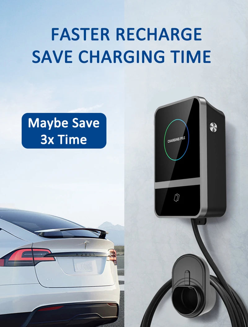 EV Charging Station IEC62196 J1772 Electric Vehicle Charger EVSE Wallbox Wallmount 7KW 22KW Type2 Type1 GBT Cable APP Cards