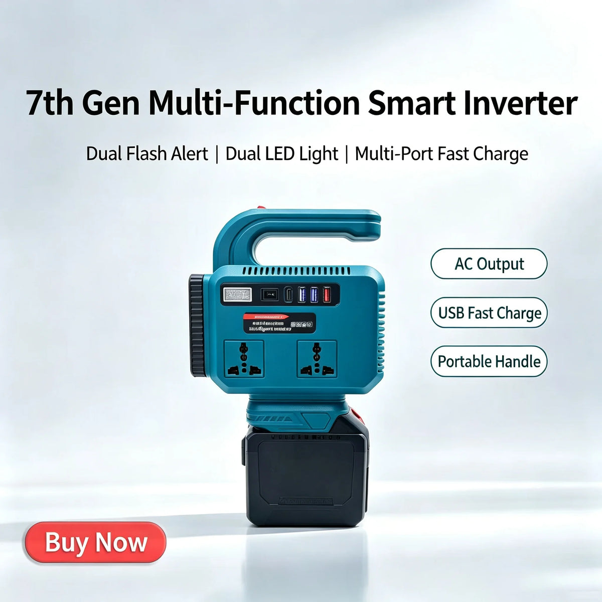 6‑IN‑1 Power Inverter DC 18V to 220V Adapter Power Supply for Home Appliances Compatible with Makita Battery
