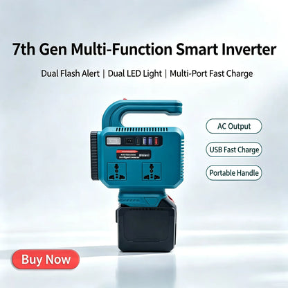 6‑IN‑1 Power Inverter DC 18V to 220V Adapter Power Supply for Home Appliances Compatible with Makita Battery