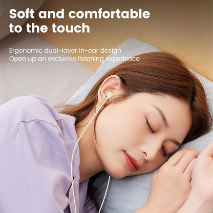 Elbow 3.5mm Wired Earphones Silicone Handsfree Sleep Headphones HiFi Sound Earbuds In-line Control Headset In-ear With Mic