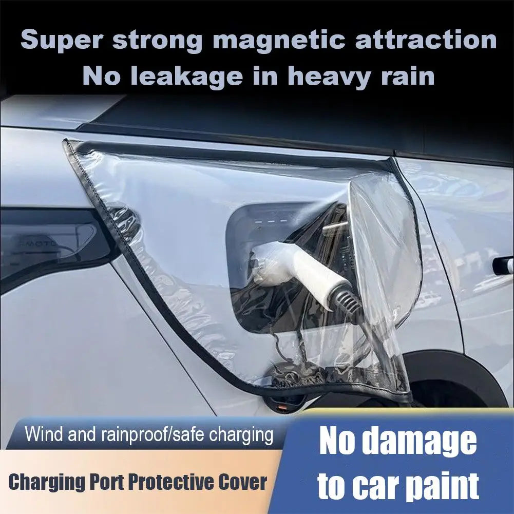 Outdoor Electric Vehicle Charger Port Rainproof Dustproof Cover Transparent Waterproof Cover Magnetic EV Charger Port Protector