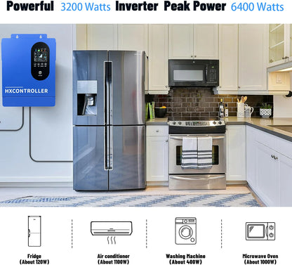 Solar Inverter 3200W 24VDC to 110V 220V AC Pure Sine Wave Inverter Bulit-in 100A MPPT Controller Off-Grid Power Converter