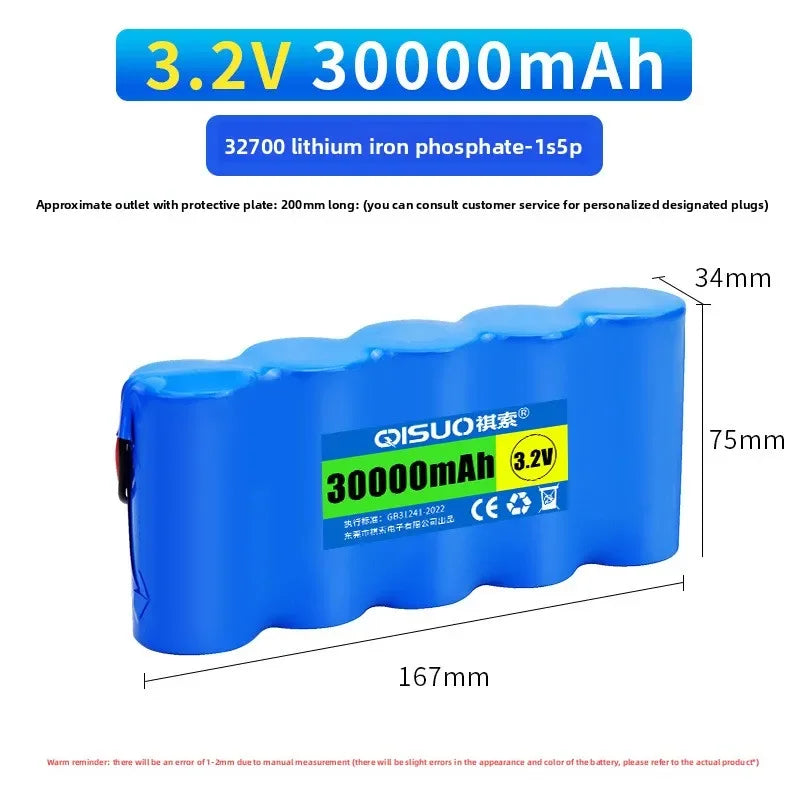 32700 3.2V LiFePO4 Battery Pack 30000mAh Lithium Iron Phosphate Batterie for Solar Street Lights Outdoor Courtyard Lamp Lighting
