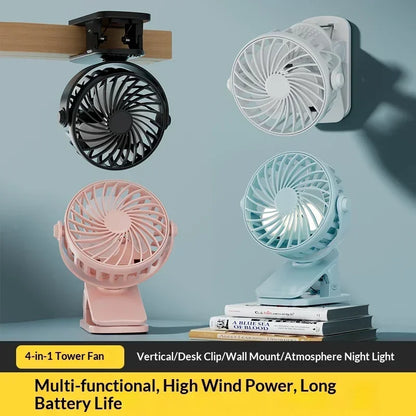 Rechargeable Portable Rechargeable Clip Fan 720°Rotatable Haht Lamp USB Rechargeable Personal Fan For Outdoor Camping Ventilador
