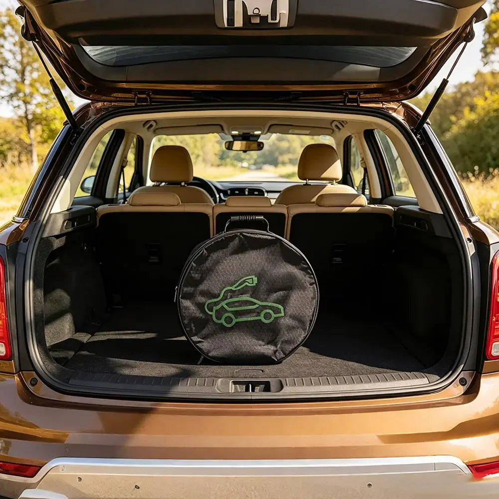 1pc Portable Waterproof EV Charger Storage Bag with Handle, Electric Vehicle Charging Cable Organizer for Outdoor Driving