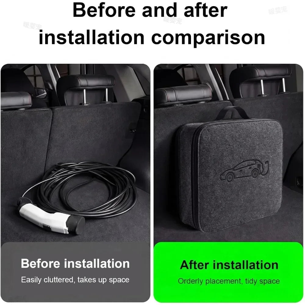 Portable EV Charging Gun Storage Bag New Energy Vehicle Charger Cable Organizer Auto Electric Car Charging Wire Carry Handbag