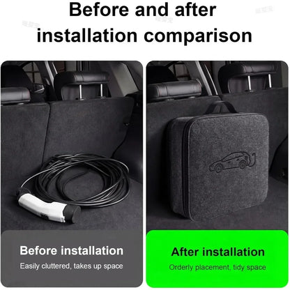 Portable EV Charging Gun Storage Bag New Energy Vehicle Charger Cable Organizer Auto Electric Car Charging Wire Carry Handbag