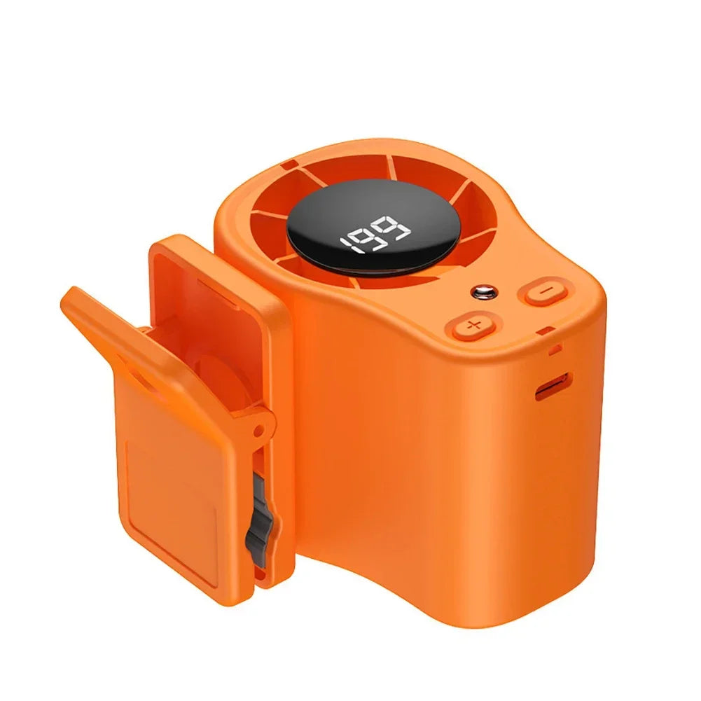 Car Air Conditioning Fan Clip Portable USB Rechargeable Cooling Fan with LED Display 360 Rotation Large Battery