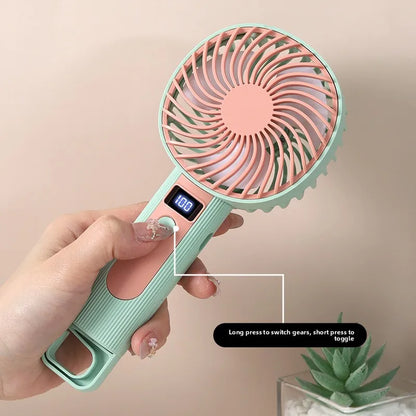 Digital Display Handheld Fan - USB Rechargeable, 120 Speed Levels, Portable 2-in-1 Desk & Handheld Mini Fan